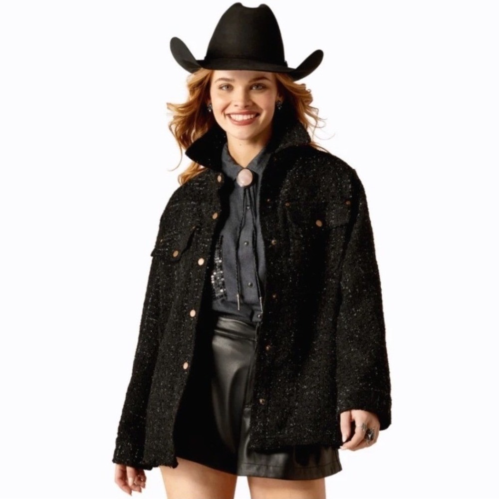 Ariat Jewel Tweed Jacket Black Metallic Western Shacket Western Chic Small - Picture 1 of 9